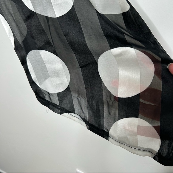 NWT Missguided Black and White Polka Dot Stripe Romper Playsuit Chiffon Size 6 - Picture 15 of 15